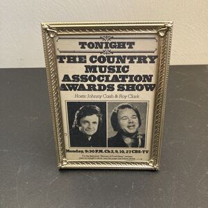 Johnny Cash Roy Clark Country Music Awards Framed Ephemera CMA 1976 Western Vibe